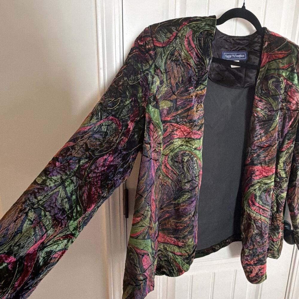 Vintage Maggie McNaughton Multicolor Pattern One Button Blazer Women’s Size 20W - Picture 5 of 13